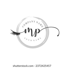 Initial MP monogram eye and eyelash handwriting