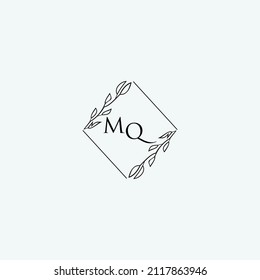 Initial MQ beauty elegant logo design floral template illustration