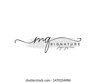 Initial MQ beauty monogram and elegant logo design, handwriting logo of initial signature, wedding, fashion, floral and botanical with creative template.