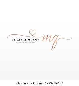 Initial MQ beauty monogram and elegant logo design, handwriting logo of initial signature, wedding, fashion, floral and botanical with creative template.