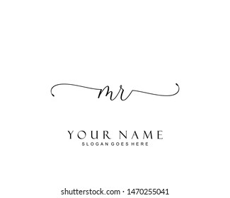 Initial MR beauty monogram and elegant logo design, handwriting logo of initial signature, wedding, fashion, floral and botanical with creative template.