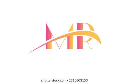 Initial MR letter Logo With Swoosh Design Graphic Vector Template for Business and Company Identity.