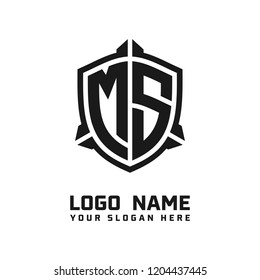 Initial MS abstract shield logo template vector