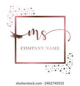Initial MS calligraphy company eye and eyelash handwriting