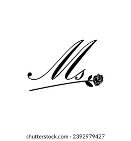 Ornamento de tipografía de flores de escritura manual de MS inicial moderno