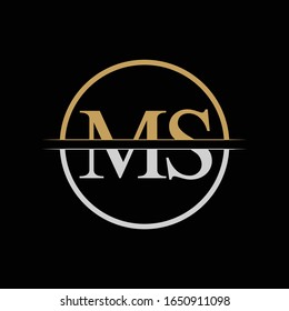 Initial MS letter Logo Design vector Template. Gold and Silver Letter MS logo Design