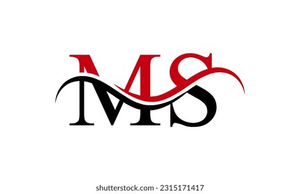 Logotipo de carta inicial de MS con plantilla de vectores gráficos de diseño Swoosh para identidad de empresa y empresa.