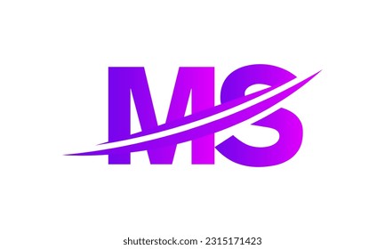 Logotipo de carta inicial de MS con plantilla de vectores gráficos de diseño Swoosh para identidad de empresa y empresa.