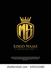 initial MS letter with shield style logo template vector