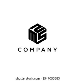 initial MS2 letter vector logo design with cube geometric concept 