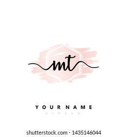 Initial MT beauty handwriting logo vector