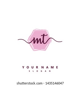 Initial MT beauty handwriting logo vector