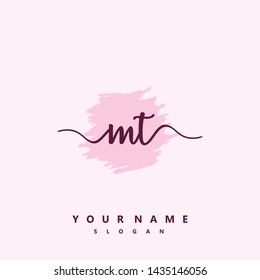Initial MT beauty handwriting logo vector