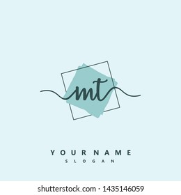 Initial MT beauty handwriting logo vector