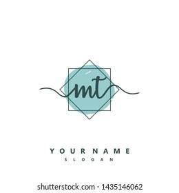 Initial MT beauty handwriting logo vector