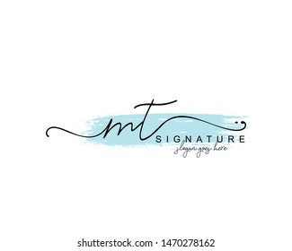 Initial MT beauty monogram and elegant logo design, handwriting logo of initial signature, wedding, fashion, floral and botanical with creative template.