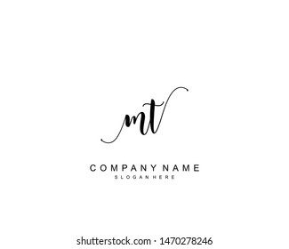 Initial MT beauty monogram and elegant logo design, handwriting logo of initial signature, wedding, fashion, floral and botanical with creative template.