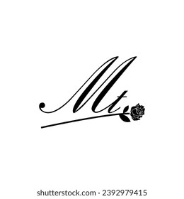 Initial MT handwriting flower typography ornament modern