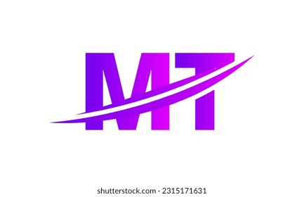 Initial MT letter Logo With Swoosh Design Graphic Vector Template for Business and Company Identity.