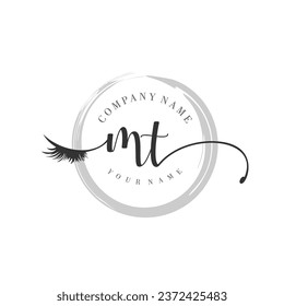 Initial MT monogram eye and eyelash handwriting