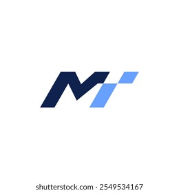 Logotipo inicial de la marca MT, TM de la letra rápido