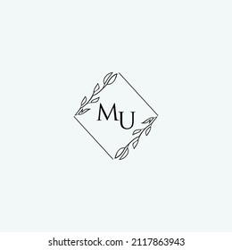 Initial MU beauty elegant logo design floral template illustration