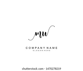 Initial MU beauty monogram and elegant logo design, handwriting logo of initial signature, wedding, fashion, floral and botanical with creative template.