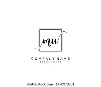 Initial MU beauty monogram and elegant logo design, handwriting logo of initial signature, wedding, fashion, floral and botanical with creative template.