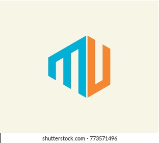 Initial MU box container letter  icon logo vector eps 10