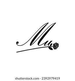 Ursprüngliche MU-Blumenschrift Typografie Ornament modern