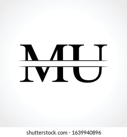 Initial MU letter Logo Design vector Template. Abstract Black Letter MU logo Design