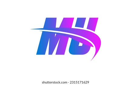 Initial MU letter Logo With Swoosh Design Graphic Vector Template for Business and Company Identity.