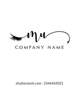 initial MU Logo lash logo eyelash vector modern symbols makeup