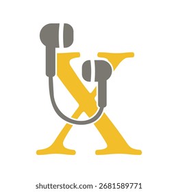 Initial Music Logo kombinieren mit Buchstabe X Vektorvorlage