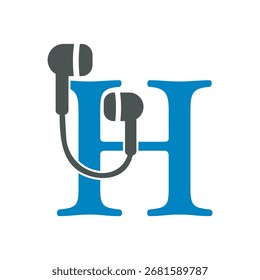 O logotipo inicial da música combina com o modelo de vetor da letra H