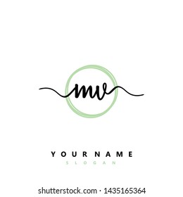 Initial MV beauty handwriting logo vector