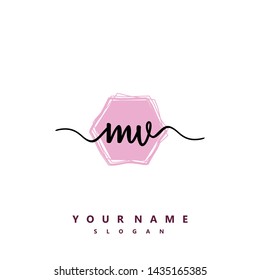 Initial MV beauty handwriting logo vector