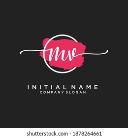 Initial MV beauty monogram and elegant logo design, handwriting logo of initial signature, wedding, fashion, floral and botanical with creative template.
