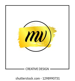 Initial MV Letter Logo Template Design