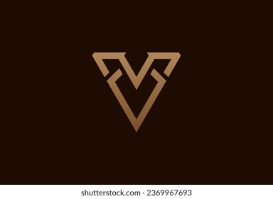 initial MV or VM logo. monogram logo design combination of letters M and V in gold color. usable for brand and business logos. flat design logo template element. vector illustration