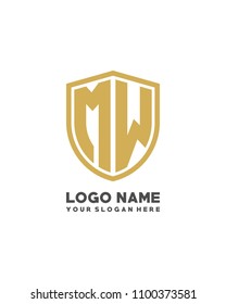 Initial MW abstract shield logo template vector