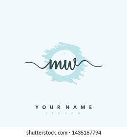 Initial MW beauty handwriting logo vector