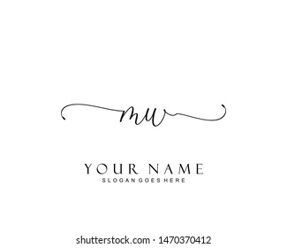 Initial MW beauty monogram and elegant logo design, handwriting logo of initial signature, wedding, fashion, floral and botanical with creative template.