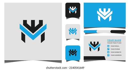 initial mw Crown Letter Logo Design Monogram Template and business card design Premium Vector