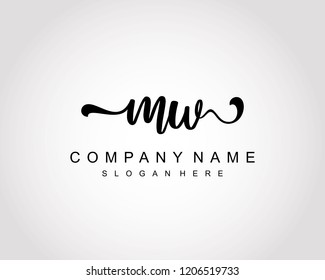 Initial MW handwriting logo vector