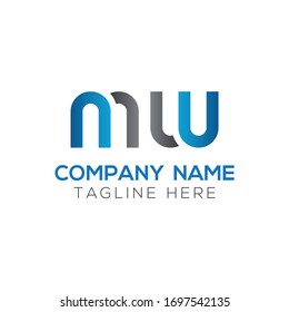 Plantilla vectorial de diseño del logotipo de la letra MW inicial. Diseño del logotipo de carta abstracta MW