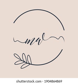 Ursprüngliches MW-Logo Handschrift florale und botanische Vektorgrafik