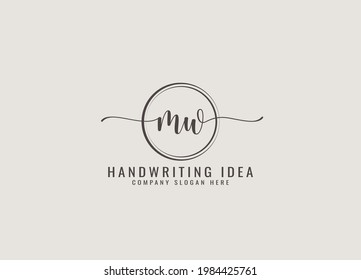 Initial MW, m, w, M,W, letter handwriting logo
