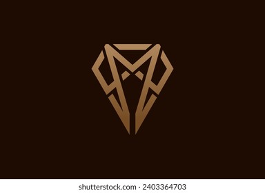 initial MW or WM logo. monogram logo design combination of letters M and W in gold color forming a diamond. usable for brand and business logos. flat 