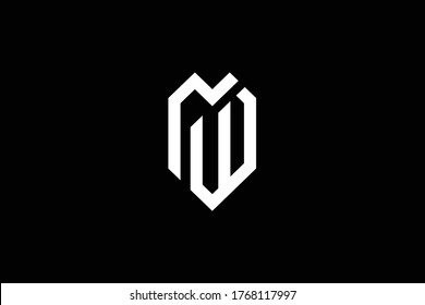 Initial MW WM modern monogram and elegant logo design, Professional Letters Vector Icon Logo on black background.